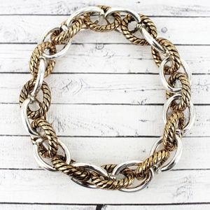 TWO-TONE ROPE TEXTURED CHAIN LINK BRACELET